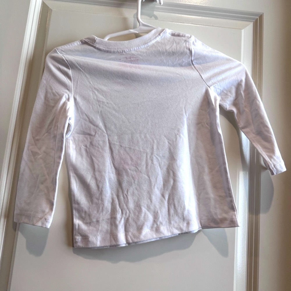 Cat & Jack White Toddler Girl Kids Long Sleeve White Holiday Shirt Top New 3T - Picture 6 of 7